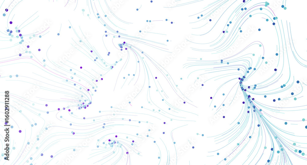 Poster unique abstract background with flowing lines and data points. perfect for tech, ai, or science visu