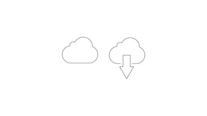 Cloud and Download from Cloud Icon Vector Set Design.  representing cloud storage and downloading. Ideal for data access, storage systems, and digital applications.