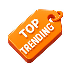 Orange price tag displaying the phrase 'Top Trending' in white lettering.