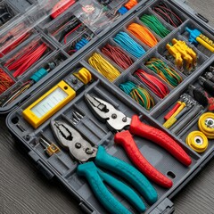 Comprehensive Tool Kit with Pliers, Wires, and Various Accessories