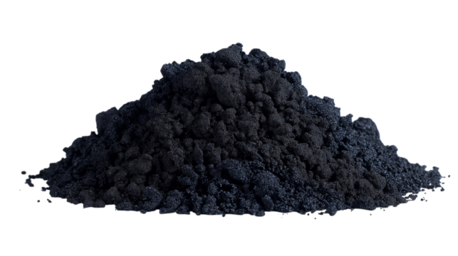 Heap of Black Charcoal Isolated on Transparent BG