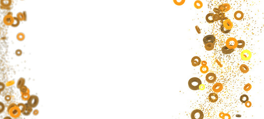 Abstract background with golden rings and confetti. Perfect for celebrations and festive designs.