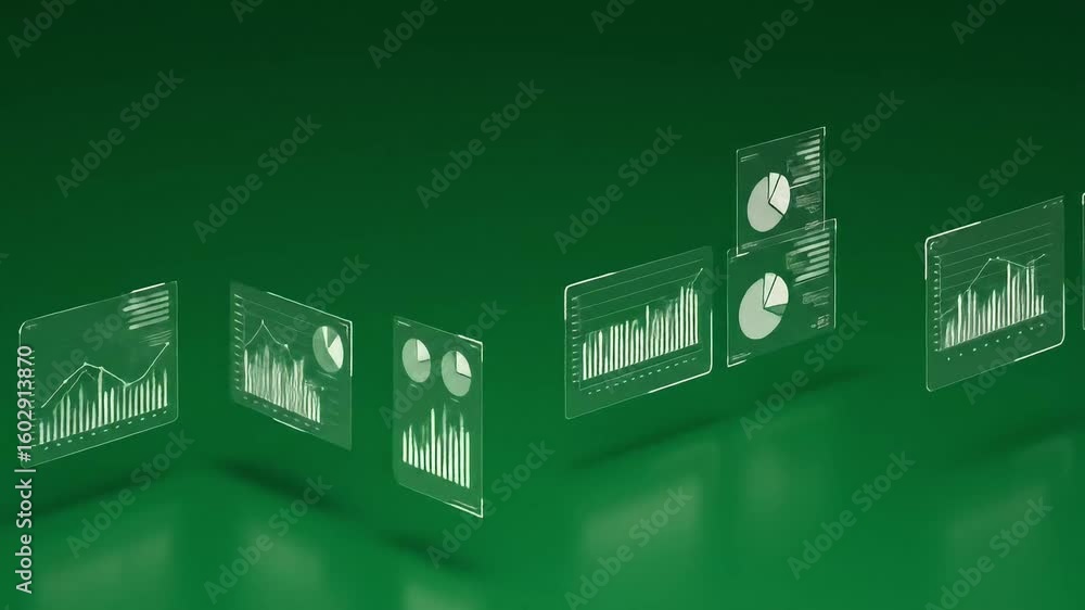 Aufkleber digital data visualization with transparent charts displaying various statistics and graphs