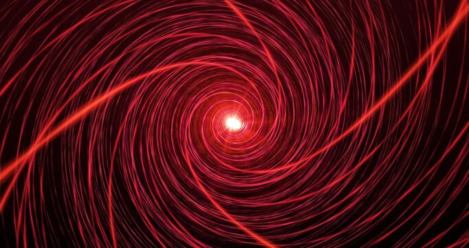 Spiral of red lines gyrating. Loop