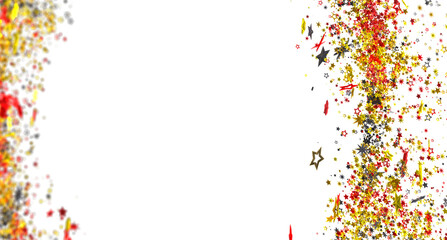 Festive background with golden, red, and black star confetti. Perfect for holidays, parties, or celebrations.