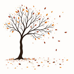 Fototapeta premium A tree with leaves falling from it