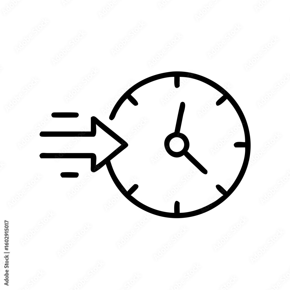 Poster clock with arrow indicating quick time travel concept
