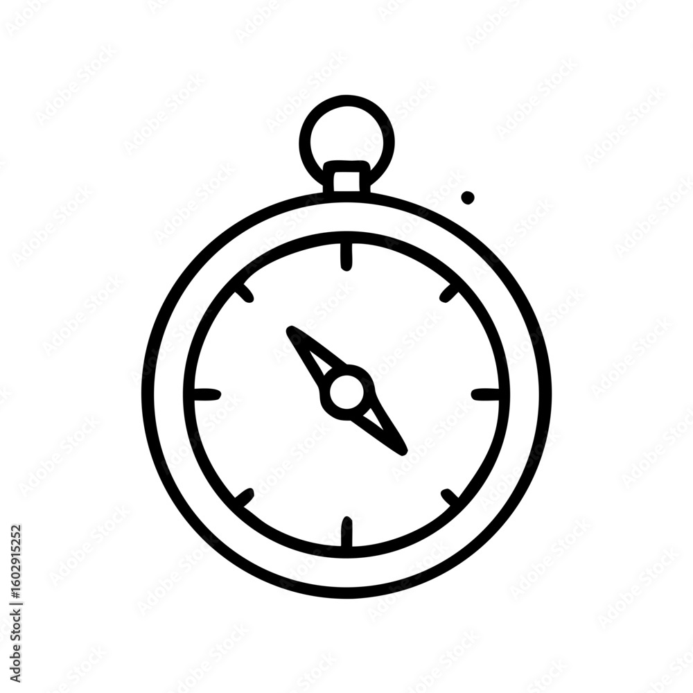 Poster line art compass illustration with simple design and black color
