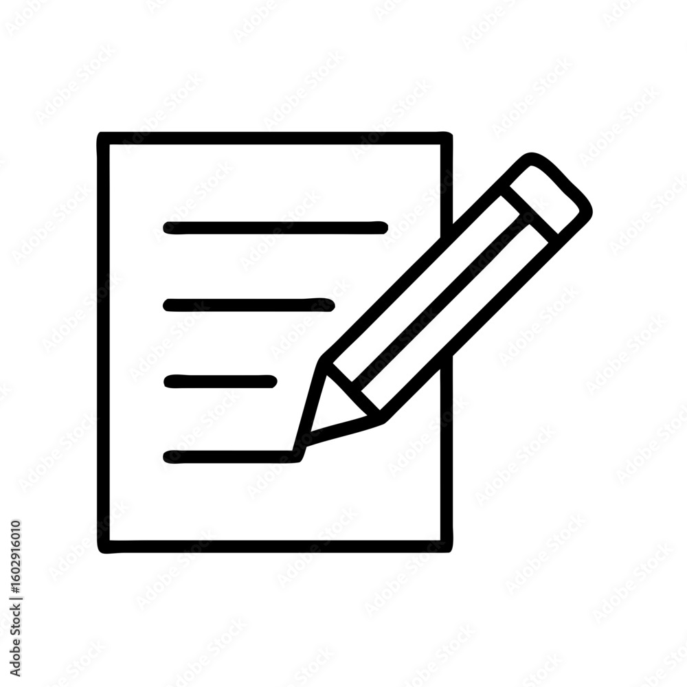 Poster pencil writing on paper with lines in simple minimalist style