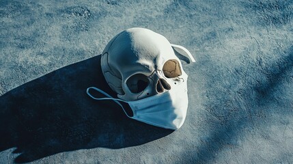 Face Mask on Surface with Shadow