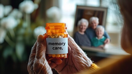 Elderly Hand Holding Medication Label Close-Up