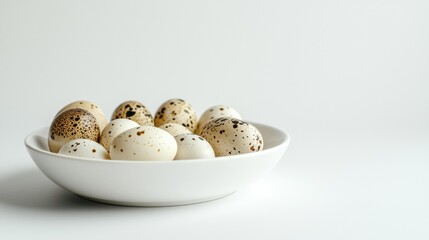 Hard Boiled Quail Eggs on a White Ceramic Plate