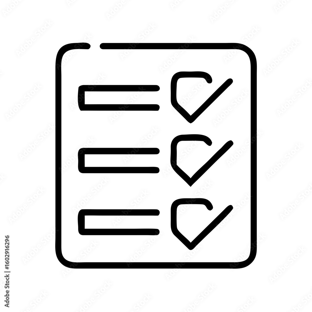 Aufkleber checklist with check marks and empty lines for tasks or notes