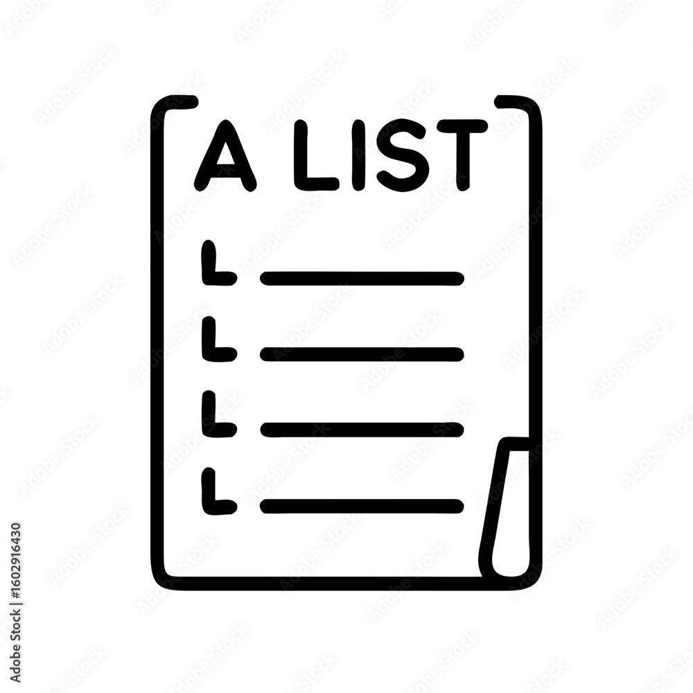 Poster simple outline of a list with checkboxes on white background