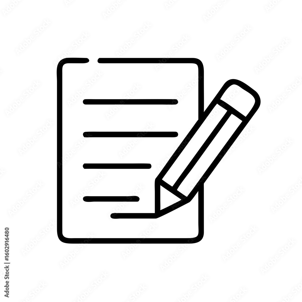 Poster document with pencil writing notes in simple line art style