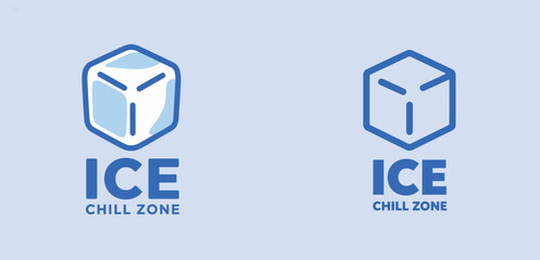 Blue Ice Cube Logos for Chill Zone, representing Refreshing Drinks, Cold Beverages, and Cooling Concepts.