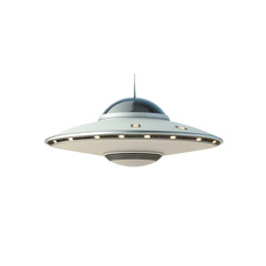 Sleek UFO design with futuristic look, featuring lights and smooth surface