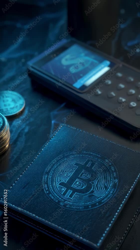 Aufkleber a detailed shot of a sleek cryptocurrency wallet coldkey alongside a biometric scanner highlighting 