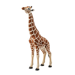 Young giraffe illustration with brown and white spots isolated on transparent background