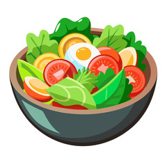 Fresh salad with egg and tomatoes in a bowl