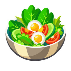 Fresh salad with eggs and vegetables in a bowl