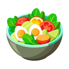Fresh salad bowl with eggs and tomatoes
