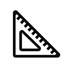Set square icon, triangular ruler.