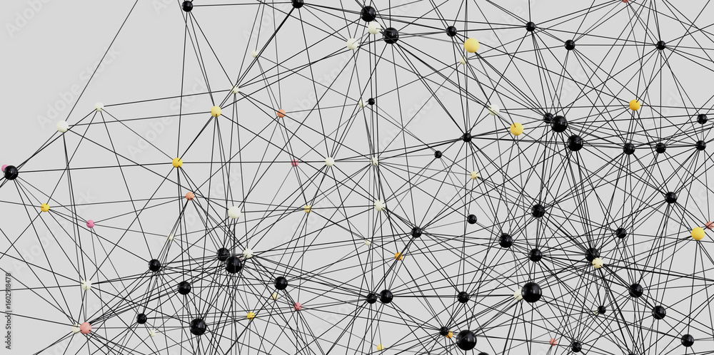 Poster abstract image depicting interconnected nodes, ideal for network, technology, or connection concepts