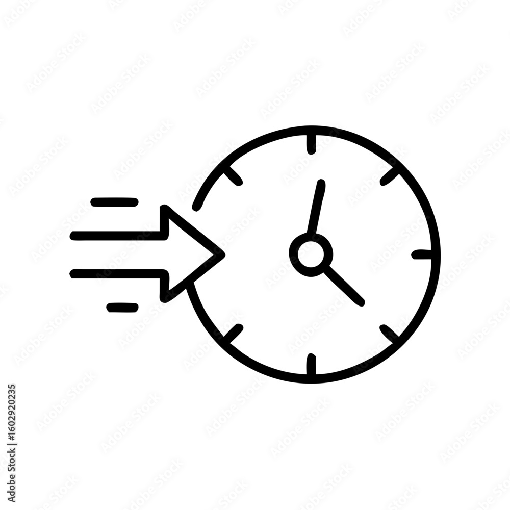 Poster clock with arrow indicating speed and movement