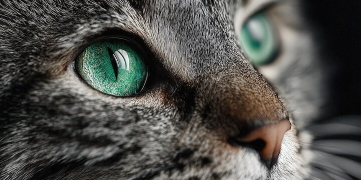 Close-up of a Cat's Striking Green Eyes