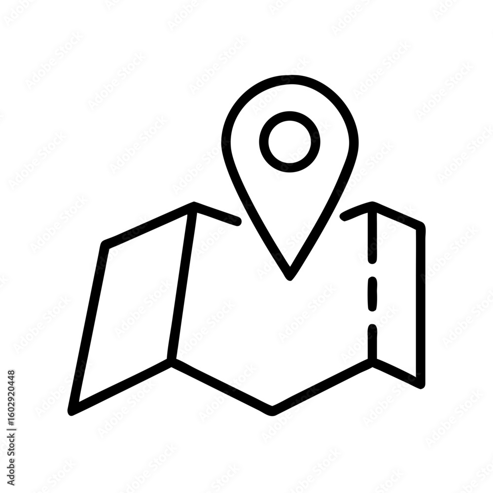 Aufkleber linear map icon with location pin in minimal style