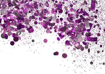 Festive purple confetti falling on white. Perfect for party invitations, celebrations, and more.