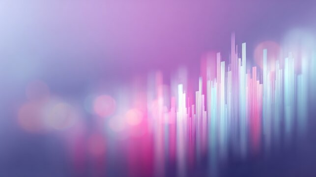 A purple background with a city skyline in the foreground