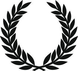 Detailed Black Silhouette Laurel Wreath Icon Vector Graphic