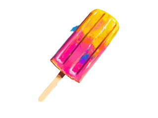 Vibrant popsicle with abstract color strokes.