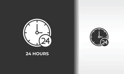 24 Hours Vector, Icon Or Logo Sign Isolated Symbol Illustration