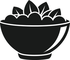 Detailed Black Silhouette Icon of a Fresh Salad for Restaurant Menus and Websites