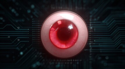 A red eye with a black background