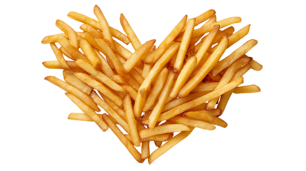 Heart Shaped French Fries on Transparent Background
