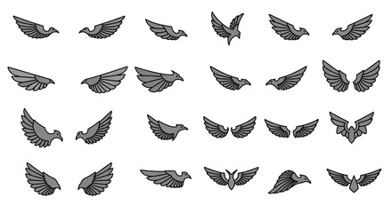 Obraz premium Diverse collection of bird wing designs for branding, emblems, and logo inspiration that soars with creativity