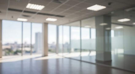 Abstract Blurred Office Background With Panoramic Windows
