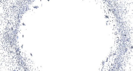 Sparkling silver stars border on white. Perfect for holidays, celebrations, and festive designs.