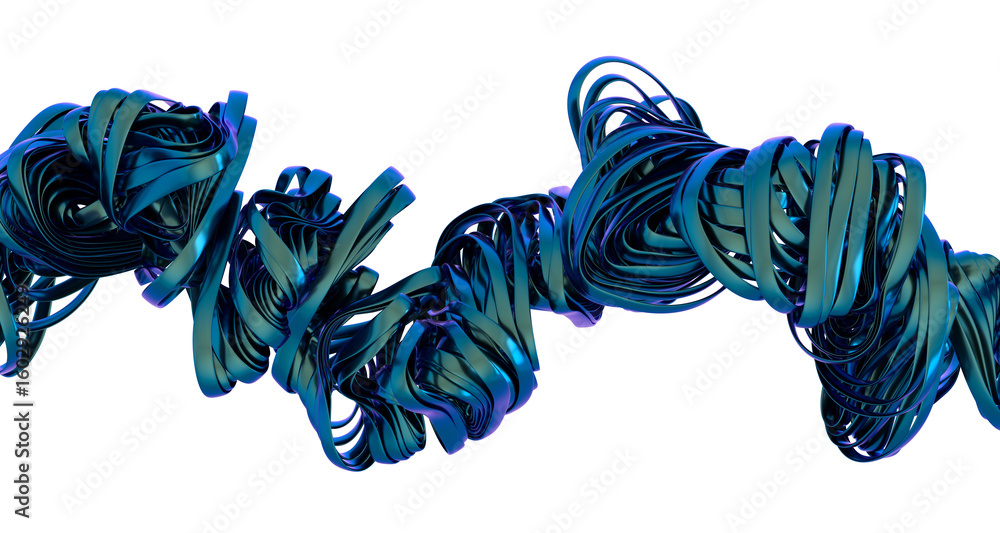 Poster high-resolution image of abstract blue metallic swirls, perfect for backgrounds and design projects.