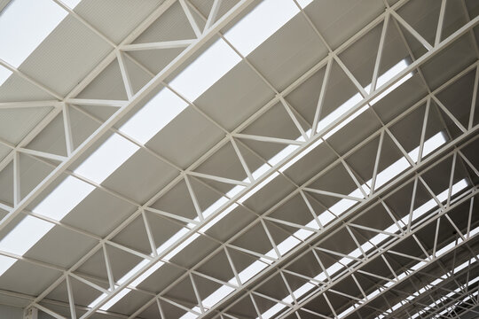 Detail of the metal truss of a sports hall