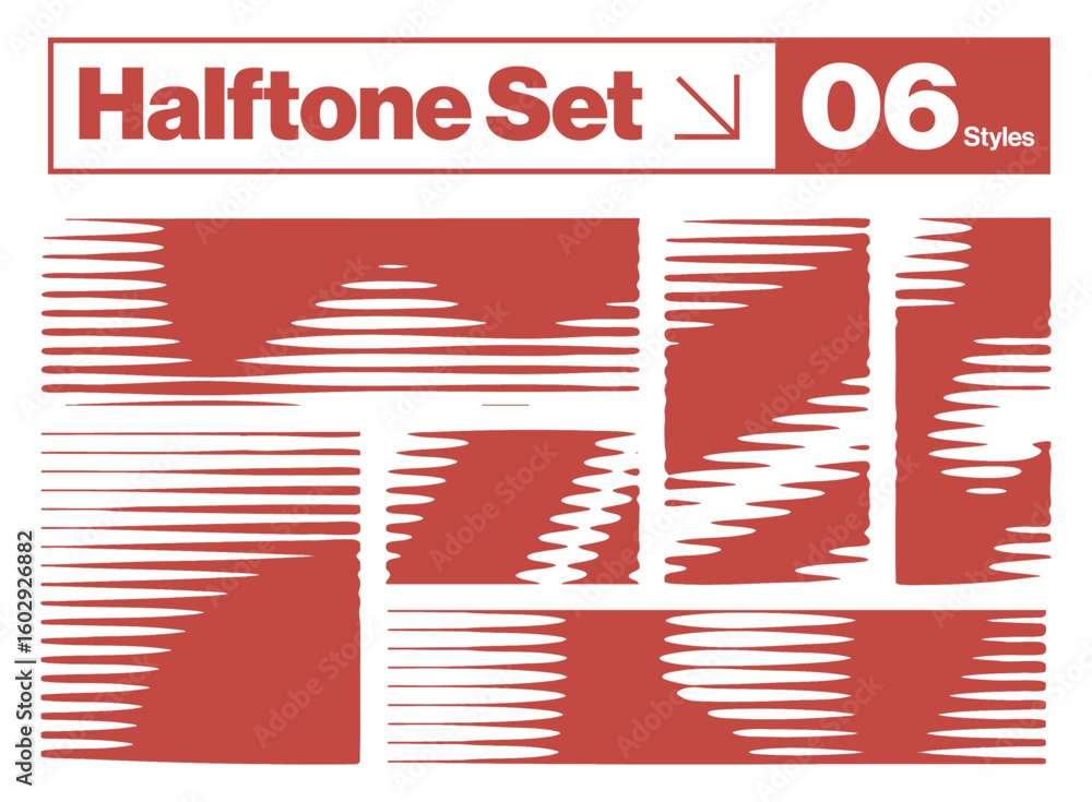 Poster retro halftone line set with horizontal and wavy patterns for posters and comic effects halftone lin