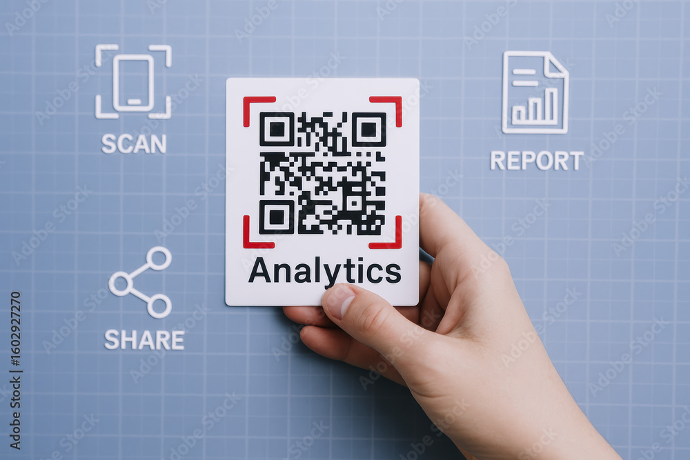 Poster analytics scan and share report technology create data communication networks with innovative digita