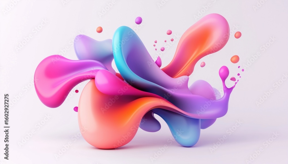 Poster fluid and abstract shapes in full motion are depicted in the artwork. the artist illustrates dynamic