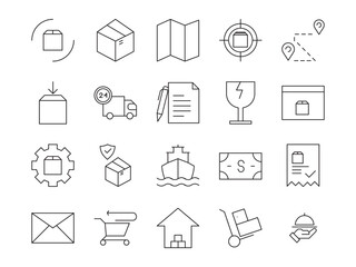 Delivery icon set. editable stroke. Vector illustration