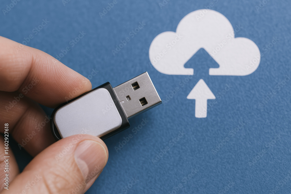 Poster cloud upload data backup and storage technology enable digital device transfer