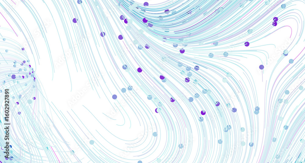 Poster modern abstract background with flowing lines and colorful dots. perfect for tech or design projects